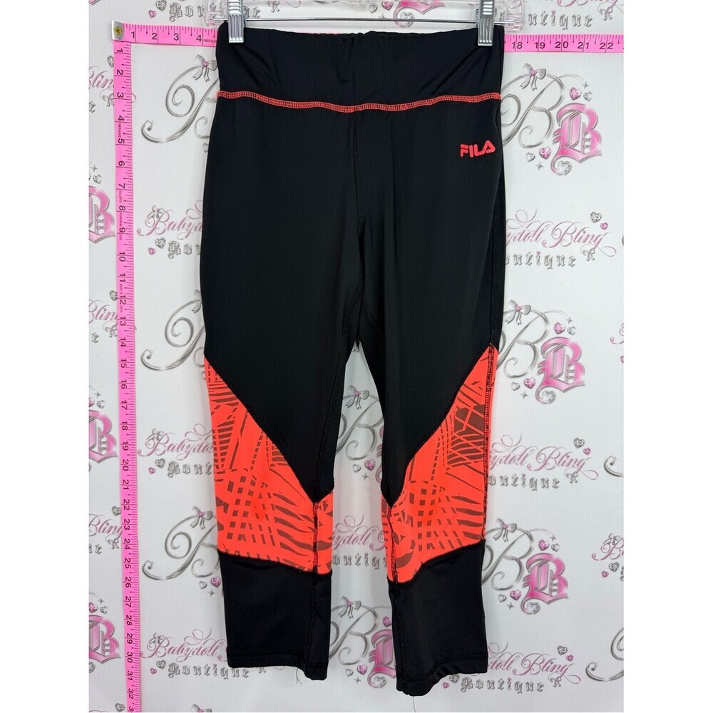 Fila capri leggings tights Black Leggings with Coral Accent Panels